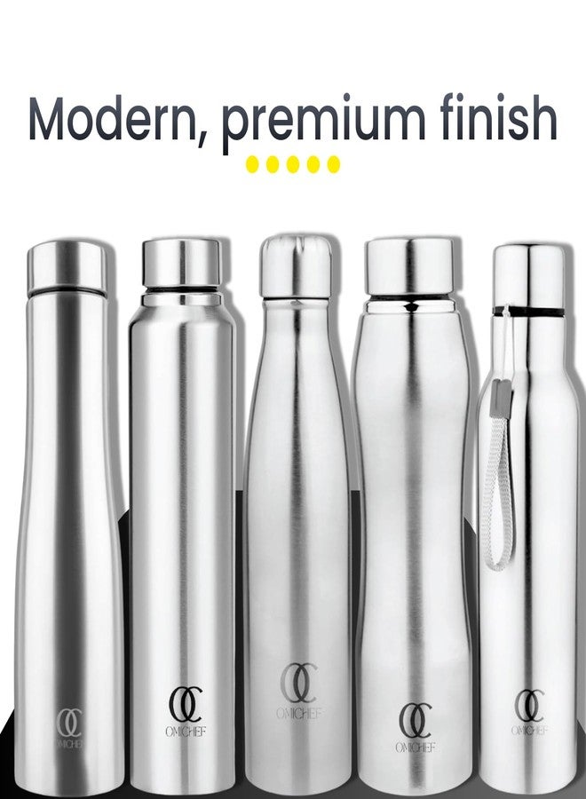 Omichef زجاجة مياه أوميشيف أوزون المصنوعة من الفولاذ المقاوم للصدأ سعة 1000 مل بجدار واحد، مثالية للثلاجة واليوغا/النادي الرياضي/الرياضة/المنزل/المكتب، وخالية من مادة BPA ومقاومة للتسرب (عبوة من قطعتين). - Image 5